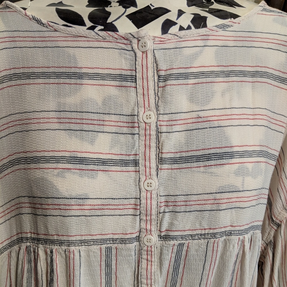 Boho Top Long Sleeve Cream Red Striped - Picture 5 of 8